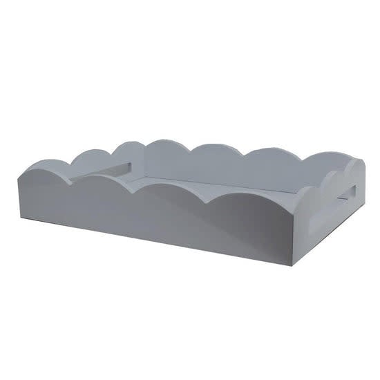Chiffon Gray Medium Lacquered Scallop Serving Tray