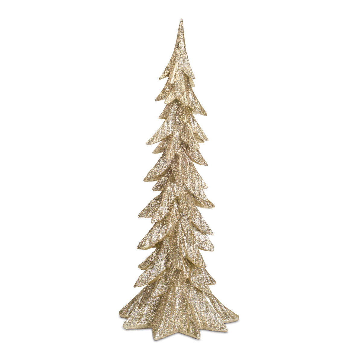 Resin Christmas tree with full lifelike branches in a classic conical silhouette.
