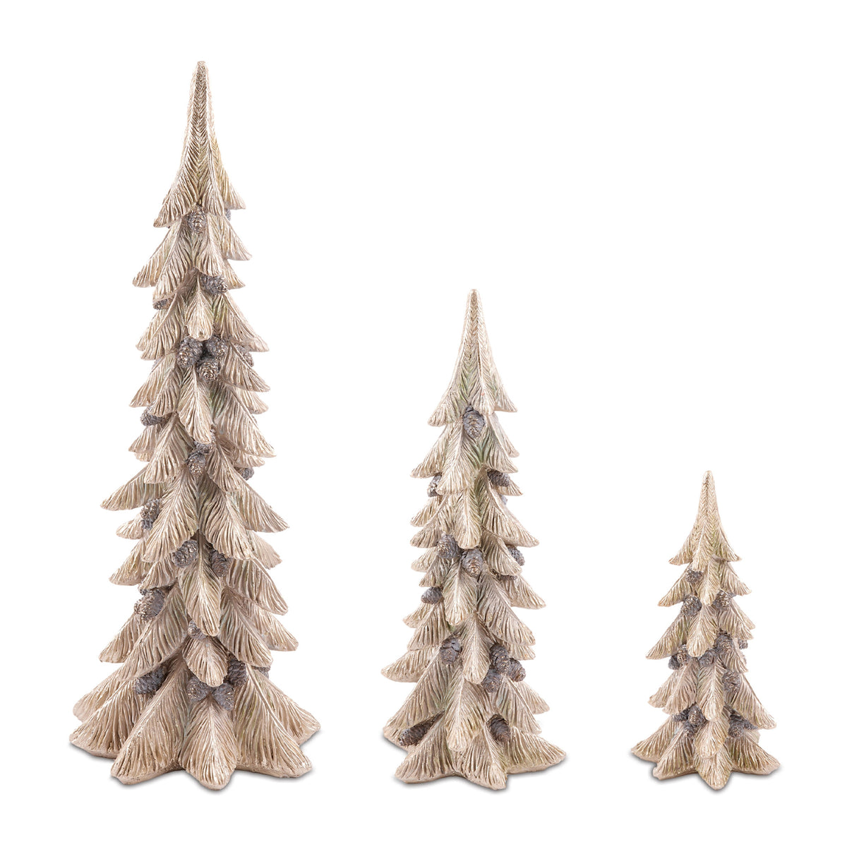 Resin Christmas tree with full lifelike branches and sturdy base in neutral tone