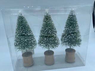 6-inch bottle brush tree on spools with natural brown branches