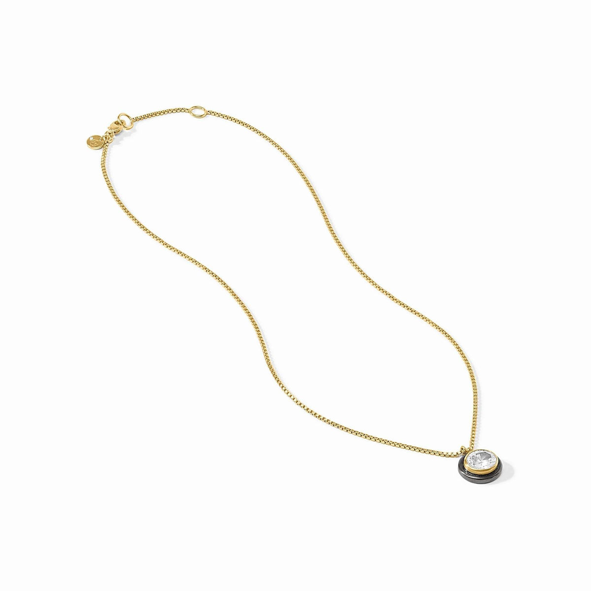 Delicate gold-plated necklace with a cubic zirconia pendant on an adjustable chain.