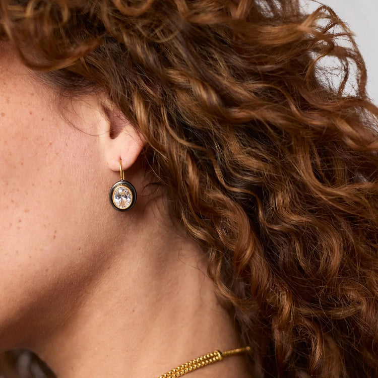 Tribeca earring with cubic zirconia stone in gold-tone finish on a French wire