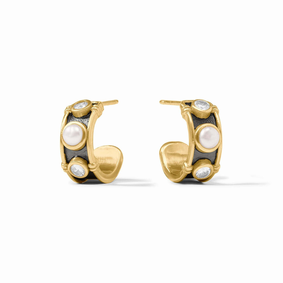 Extra small Tribeca hoop earring with shell pearl accent in gold plate
