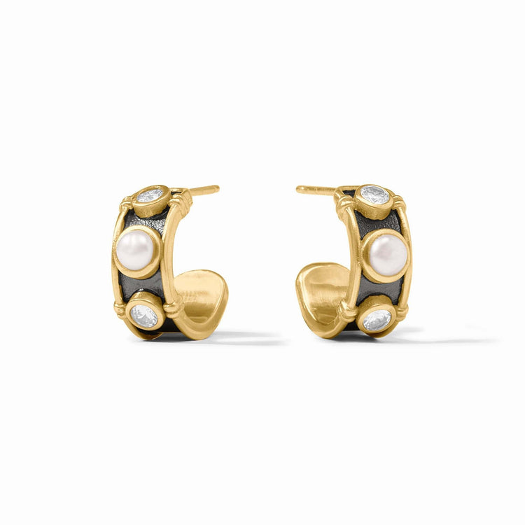 Extra small Tribeca hoop earring with shell pearl accent in gold plate