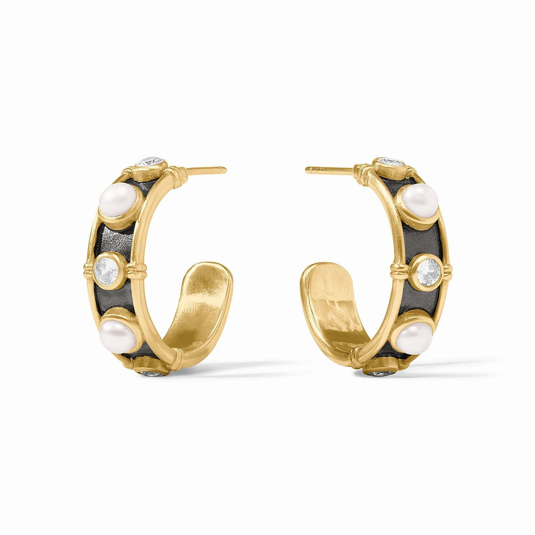 Small gold-plated hoop earring with a shell pearl center.