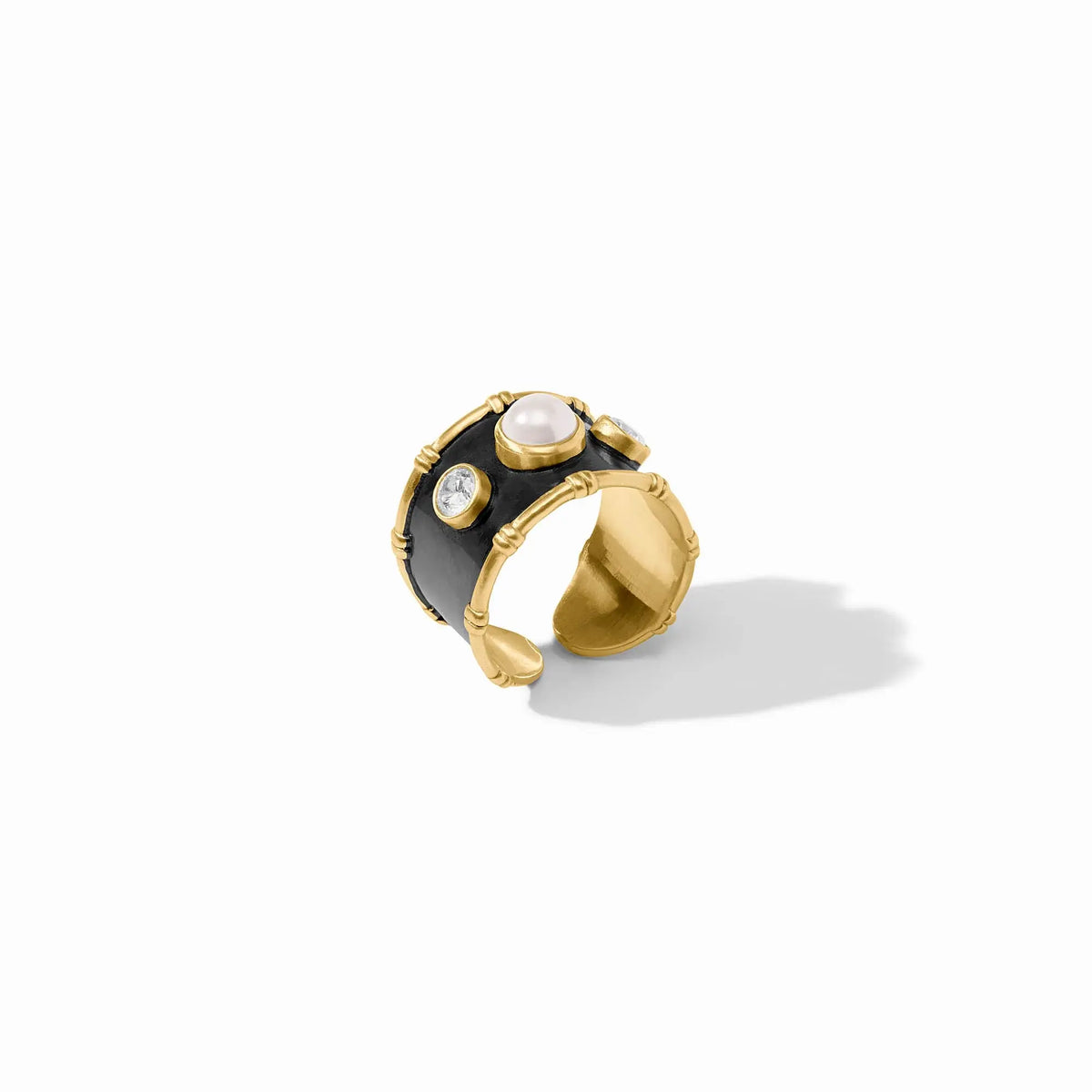 Adjustable Tribeca ring with shell pearl center stone in gold-tone metal.