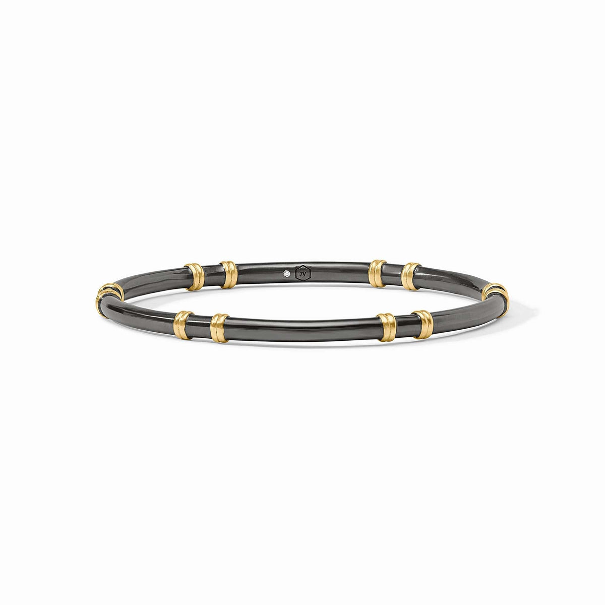 Tribeca stacking bangle in mixed metal with a sleek gold plate finish.