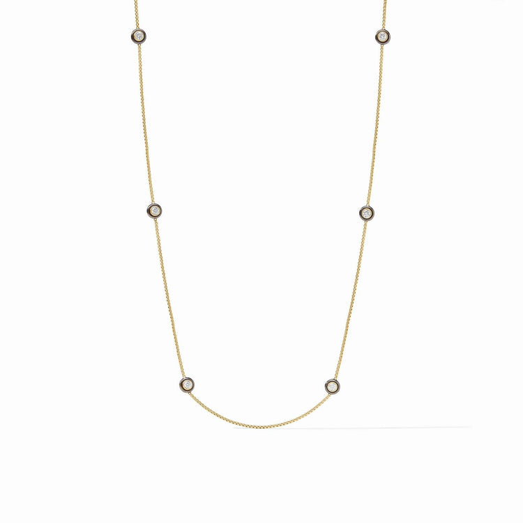 Tribeca Station necklace in mixed metal with cubic zirconia stones on a chain.