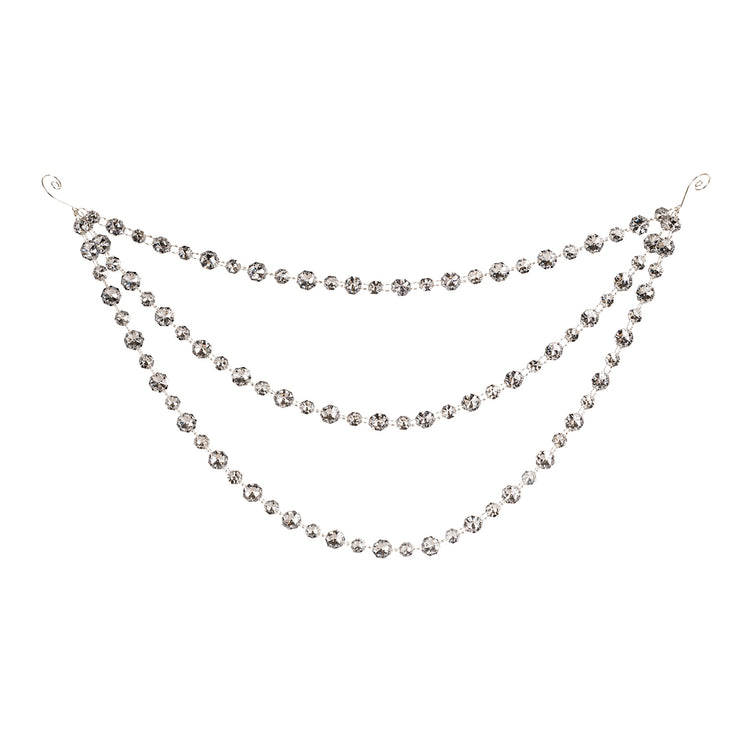 Triple bead garland ornament with three cascading strands of sparkling plastic beads on wire.