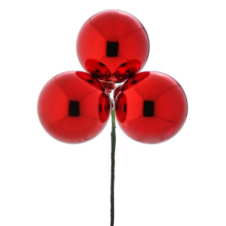 Red triple vacuum plate ball pick with three 40mm spheres on a single stem.