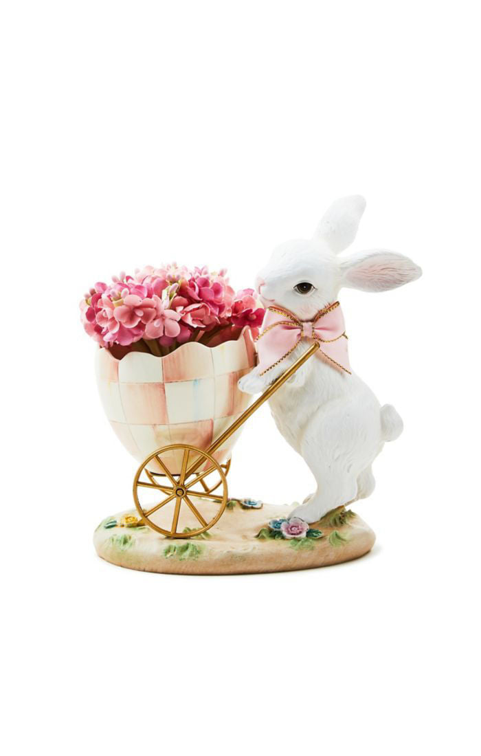 Rosy Meadow Bunny Egg Cart in natural wood finish with bunny ear handles