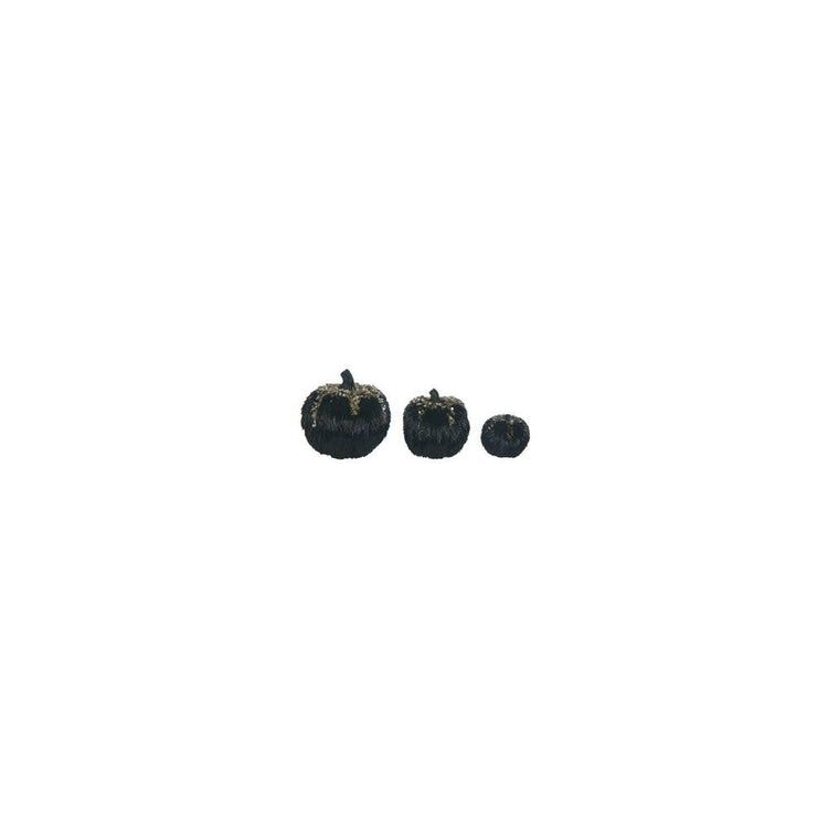 Foam Glitz Pumpkins: orange glittery foam pumpkins with black stems arranged in a cluster.