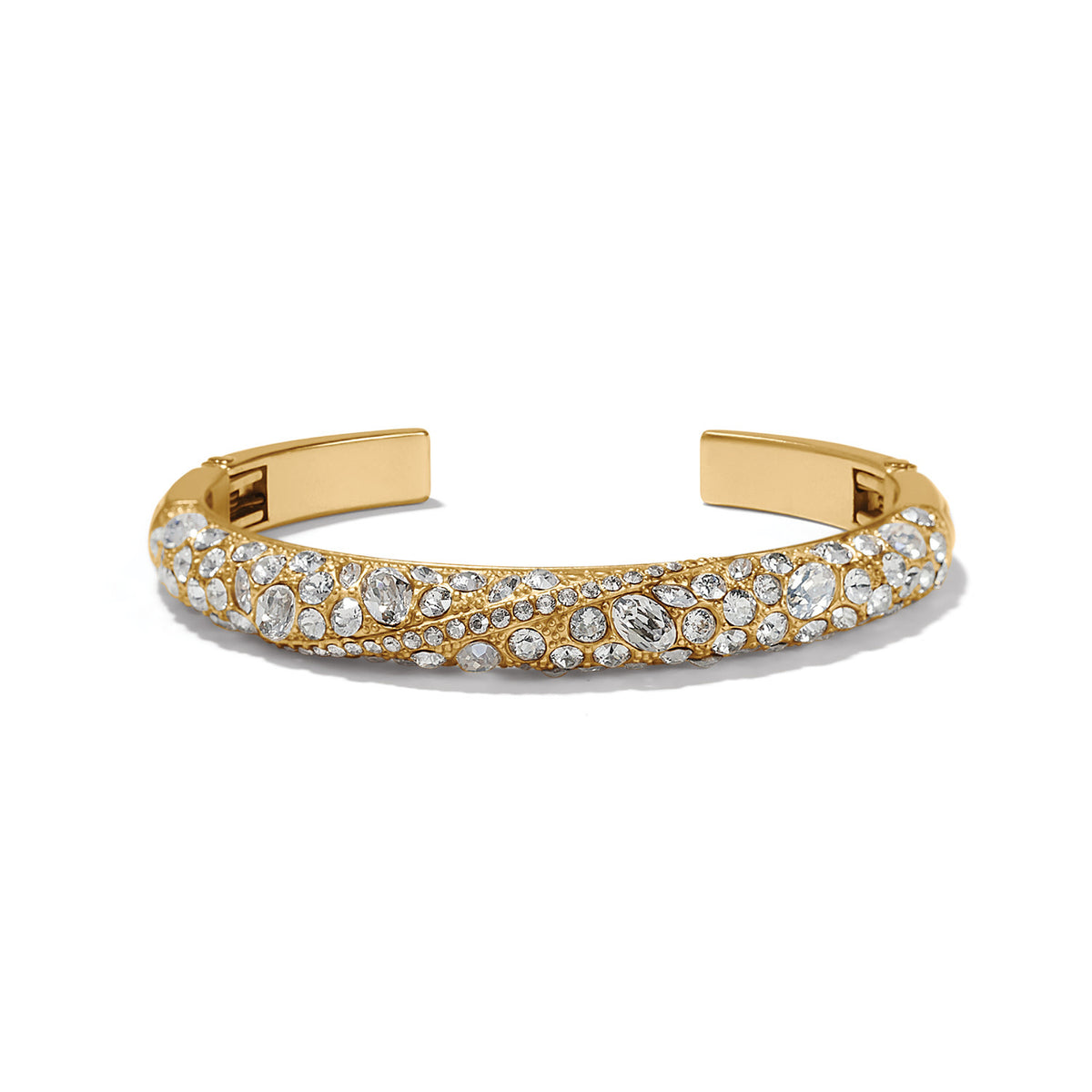 Gold plated double hinged bangle bracelet with fine European crystals
