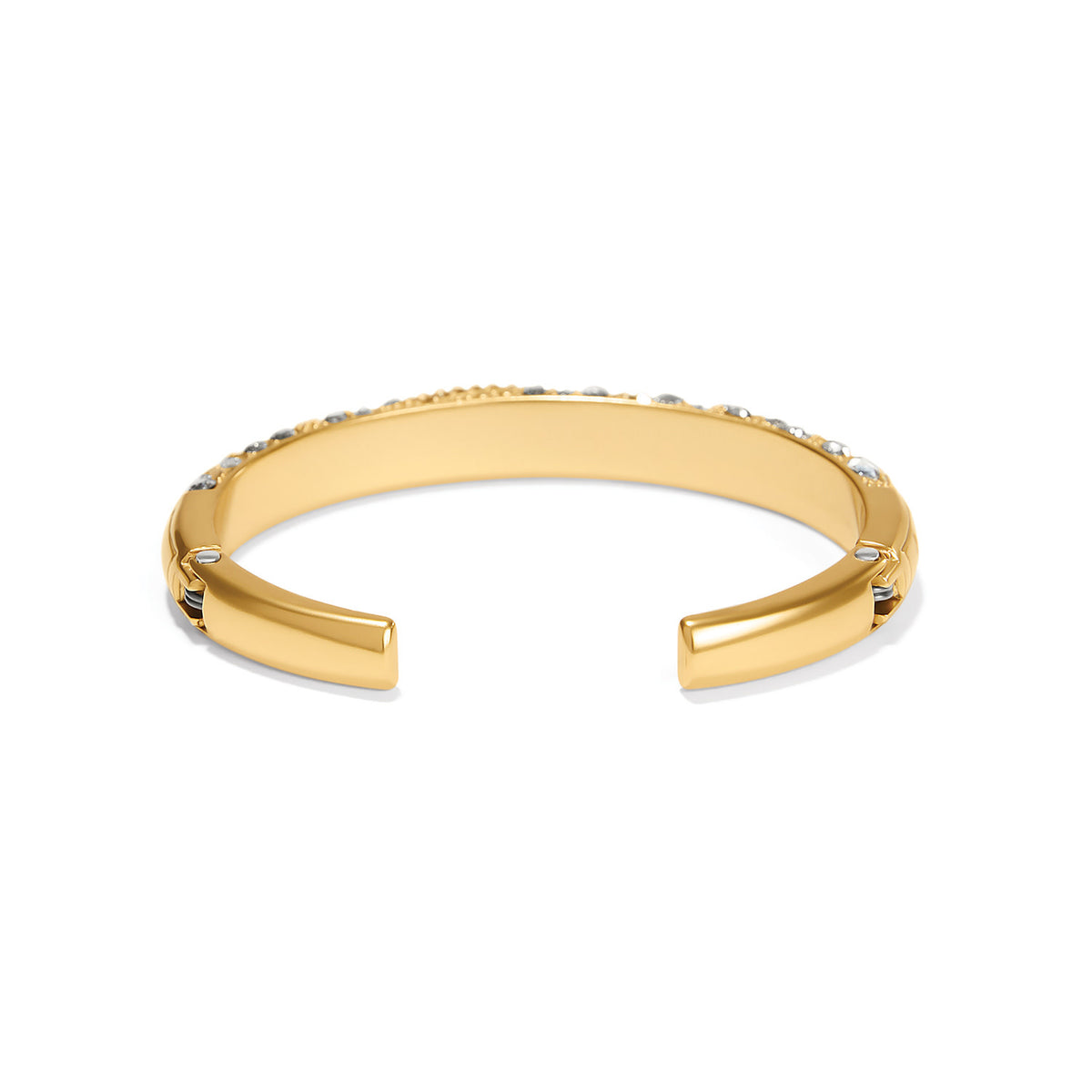 Gold plated double hinged bangle bracelet with fine European crystals