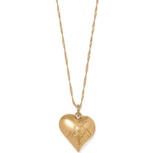 Gold plated heart necklace with adjustable chain featuring hand-set European crystals.
