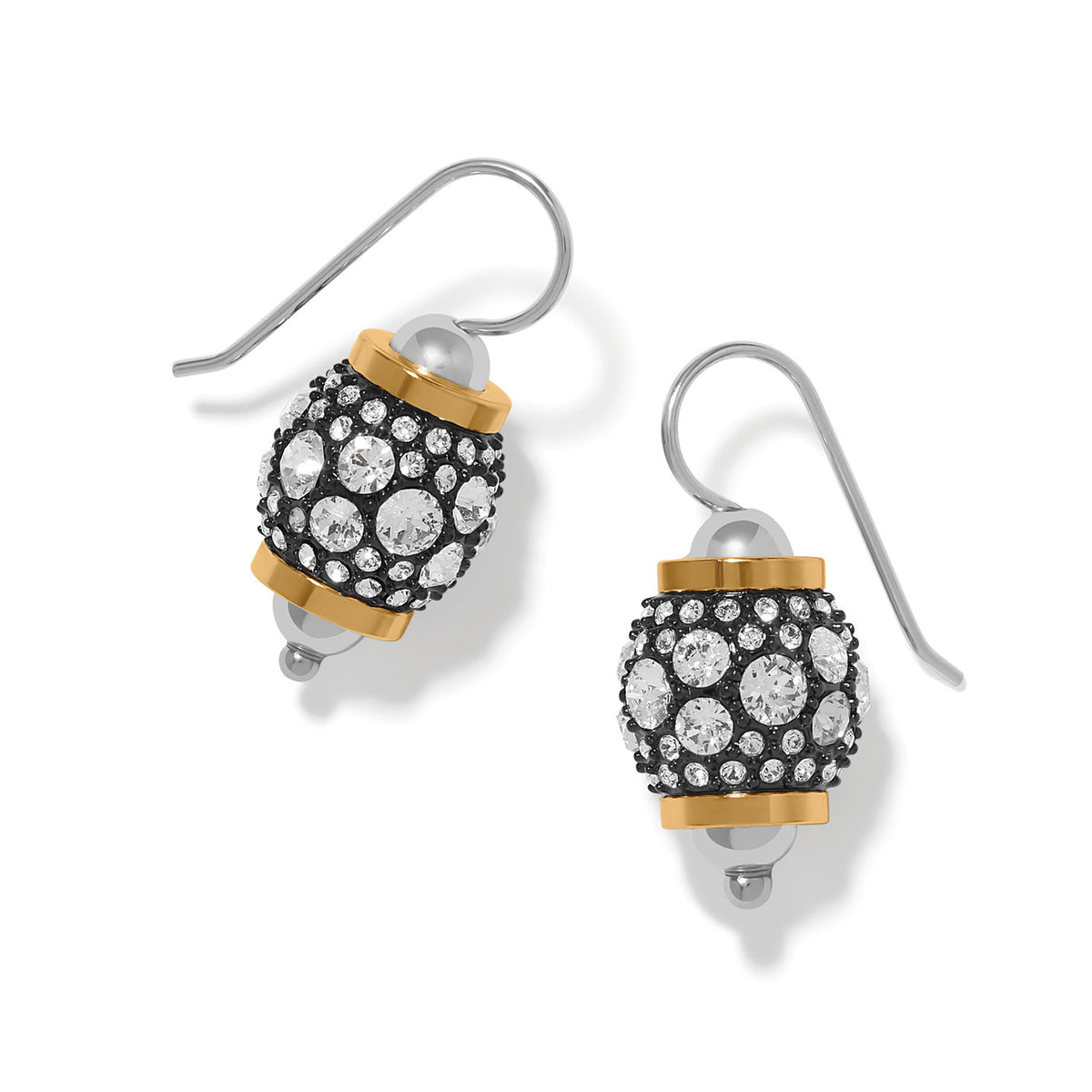 Meridian Solis French Wire Earrings featuring two-tone silver and gold beads with clear crystals.
