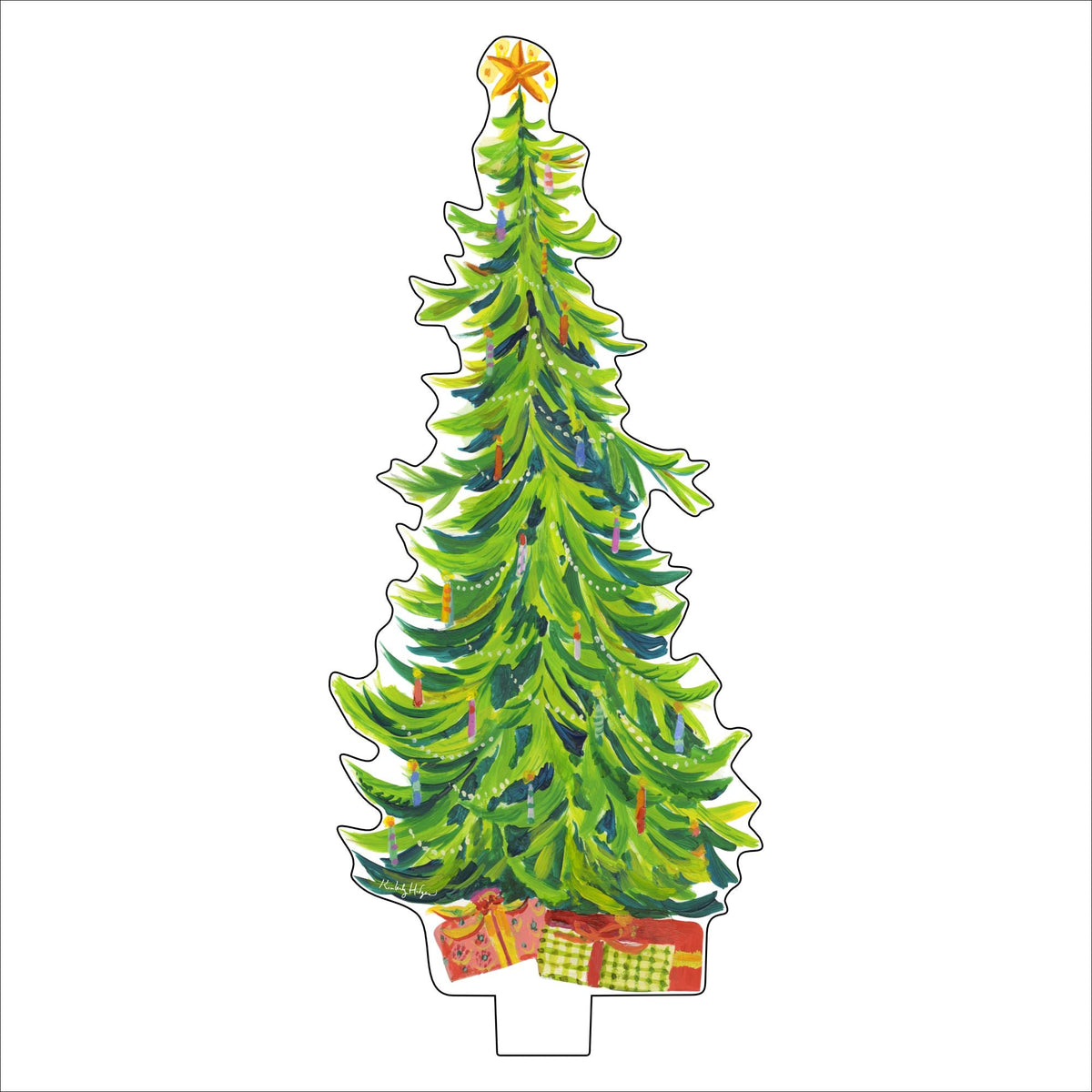 Single spruce-shaped acrylic holiday tree with a natural green hue.