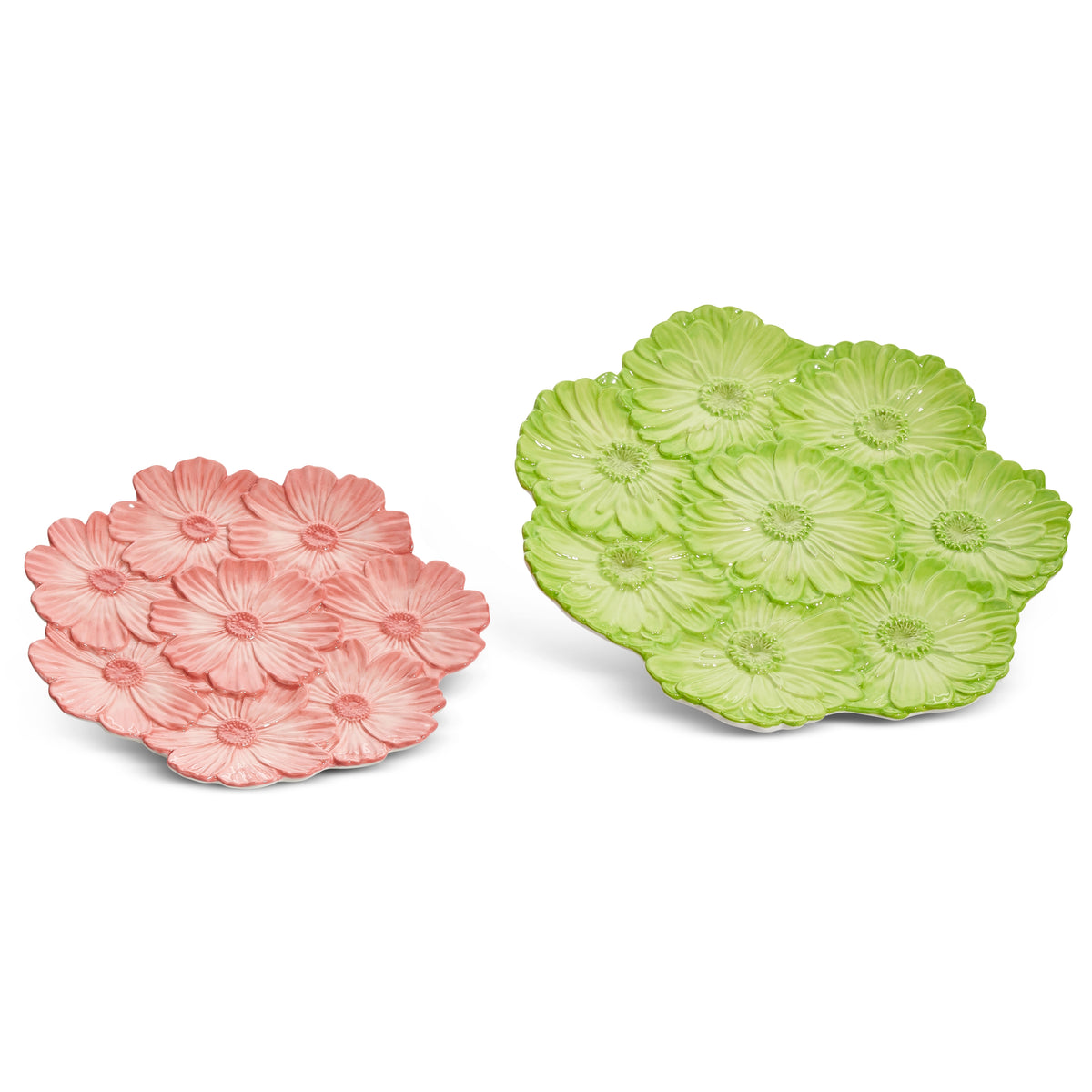 White dolomite floral bouquet plate with hand-wash only food-safe finish