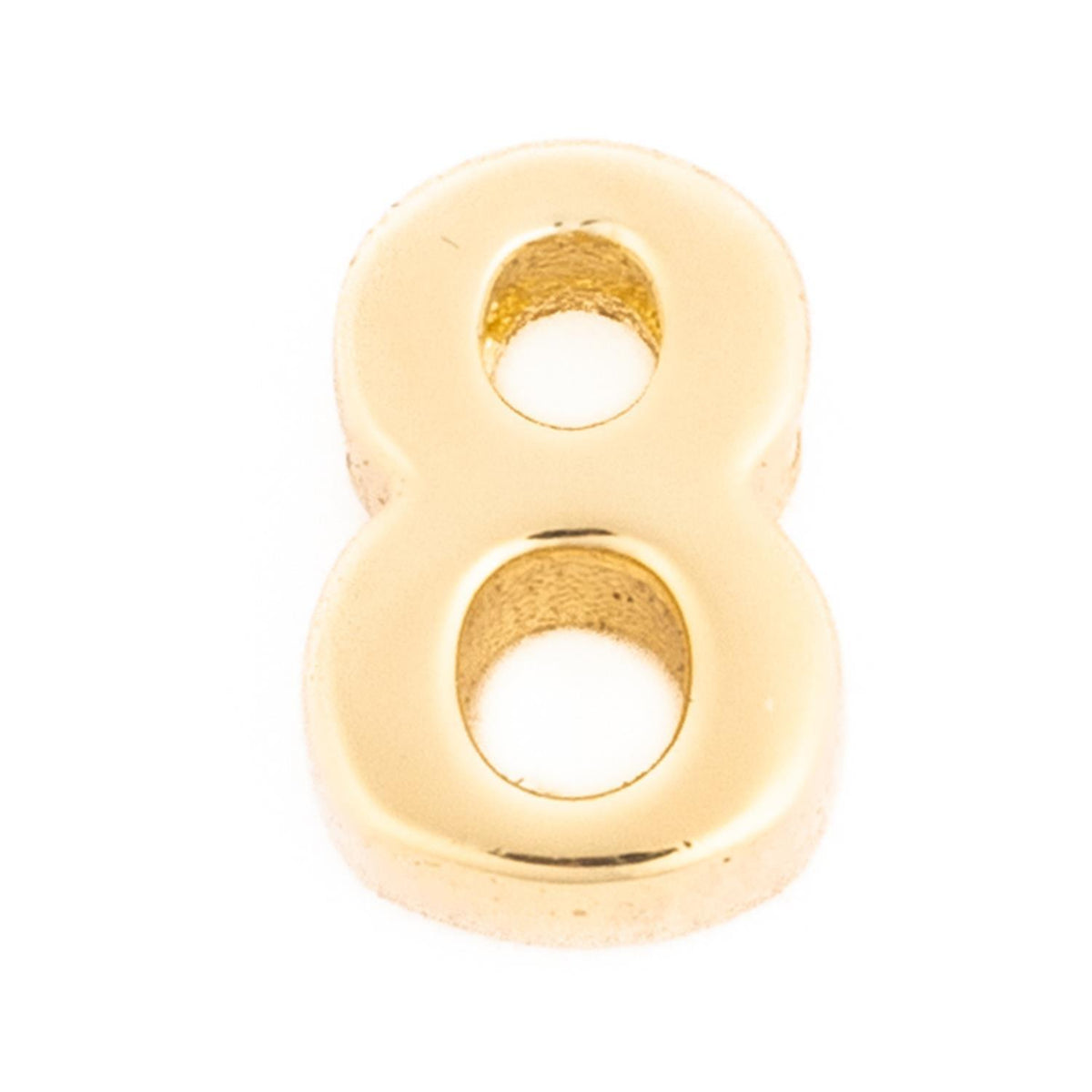 18k gold plated number 8 charm for a charm bar, 0.375 inches tall.