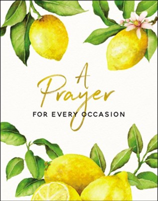Hardcover book titled A Prayer for Every Occasion with a light beige cover featuring subtle embossed floral patterns.