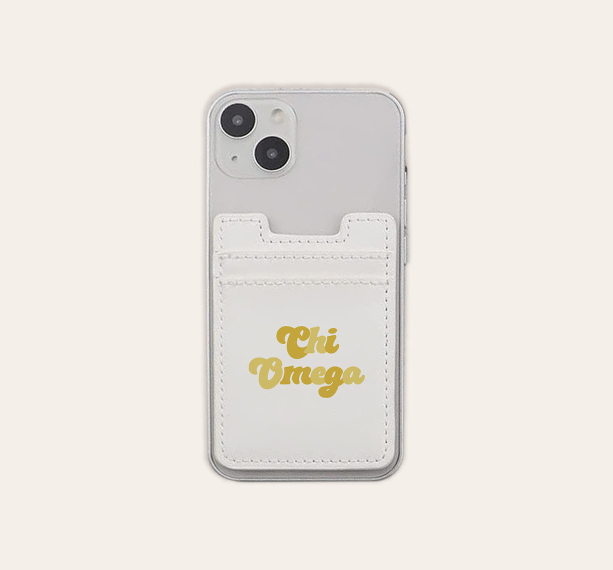 Black sorority phone wallet with Greek letter stick-on charm