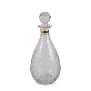 Glass decanter with gold rim trim