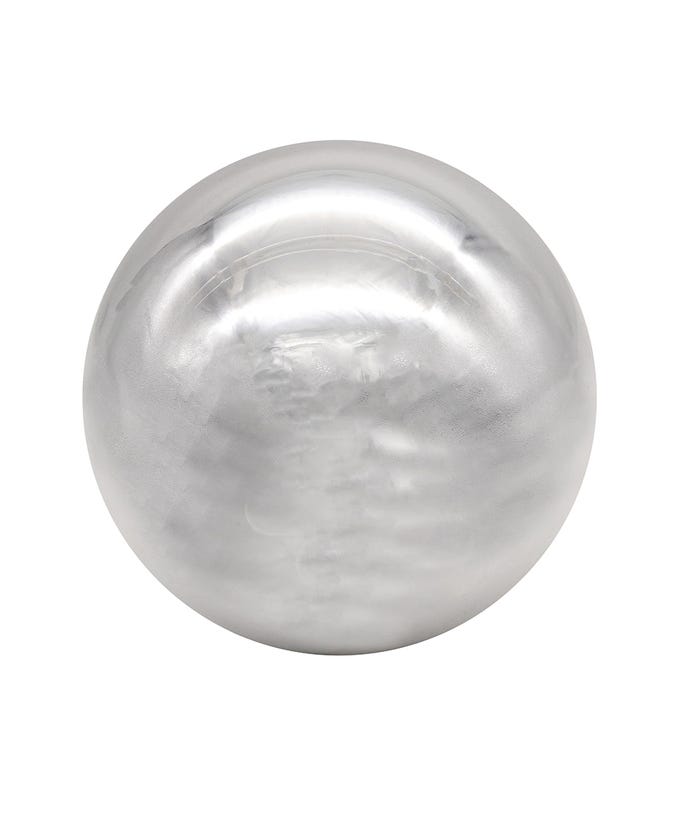 65mm shiny silver glass ball ornament with a reflective finish.