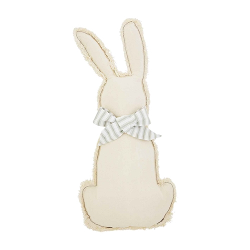 Cotton bunny-shaped pillow with a soft fabric texture in natural tones.