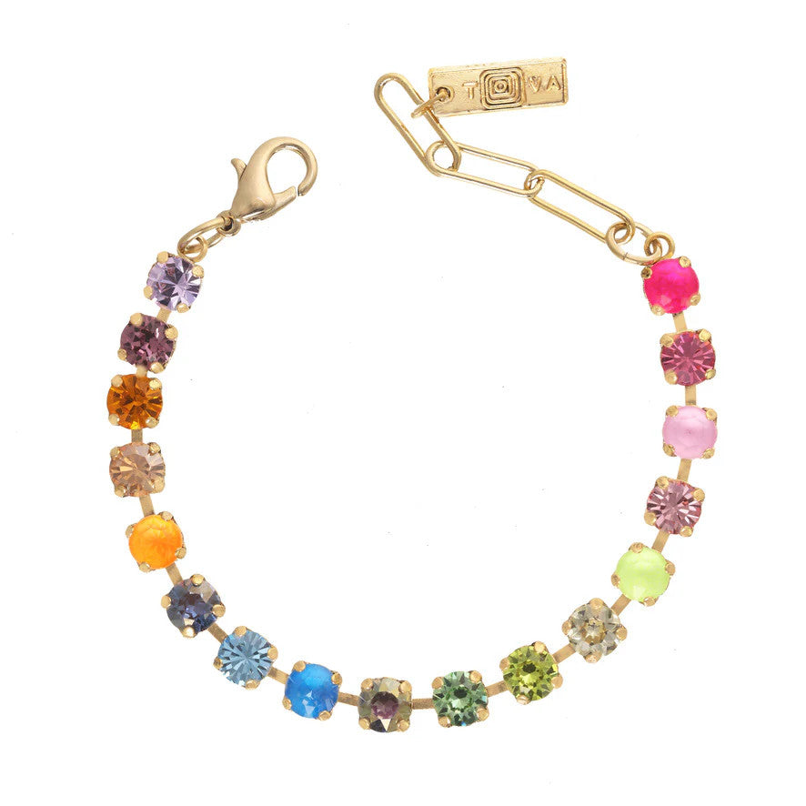 Antique gold plated brass bracelet with sparkling crystals