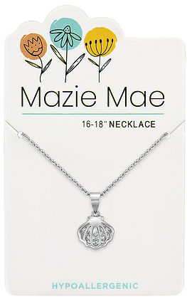 Silver CZ Shell Necklace