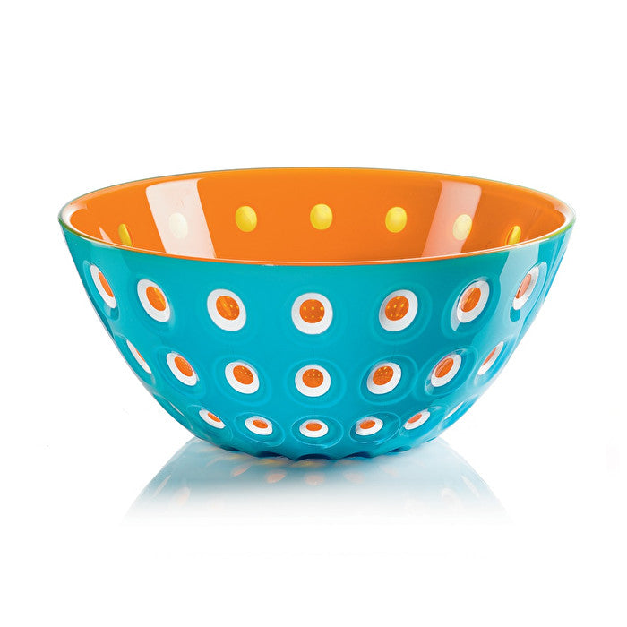 White SAN bowl ø25 cm with subtle three-color Guzzini dimension technology pattern