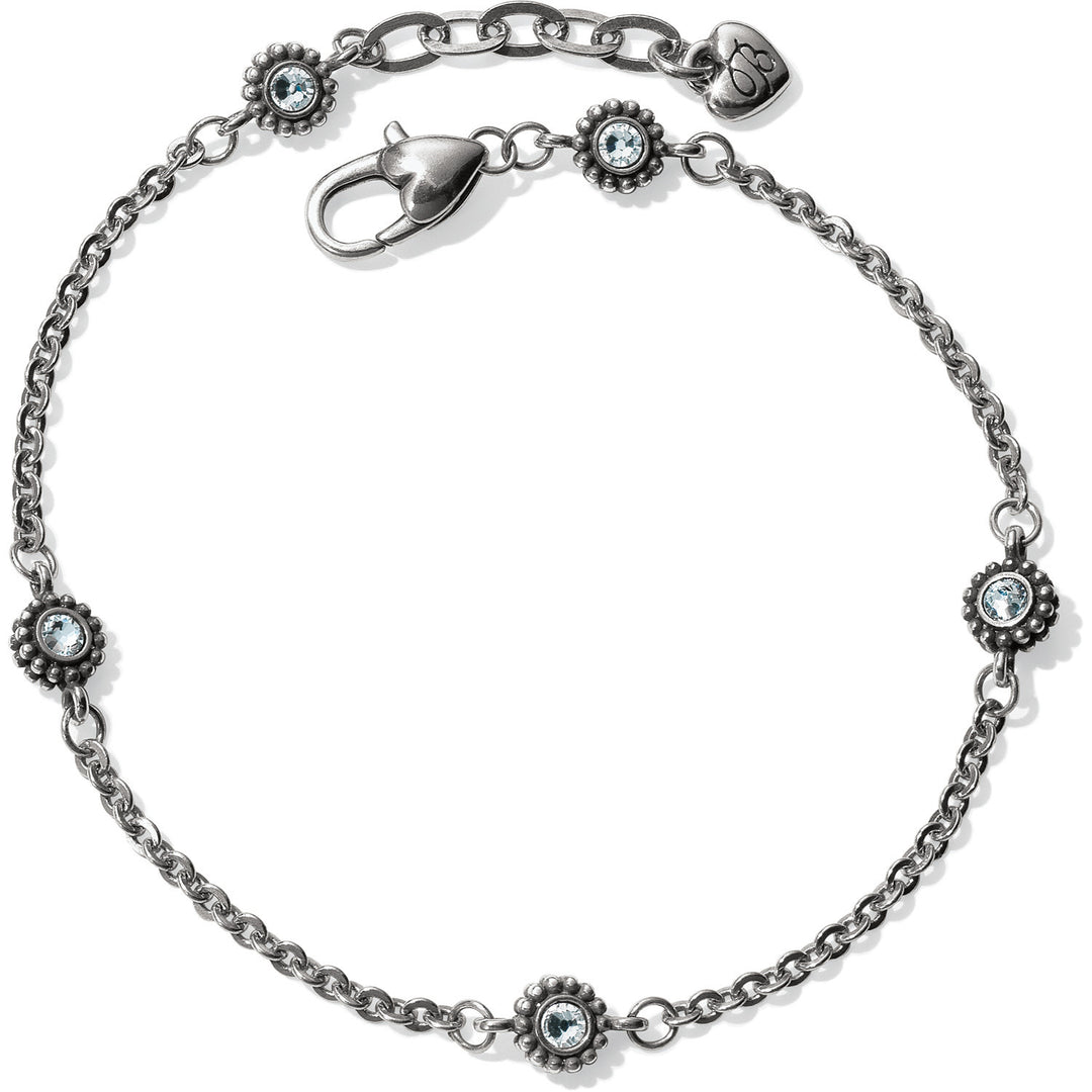 Silver plated adjustable anklet with fine quality crystal accents