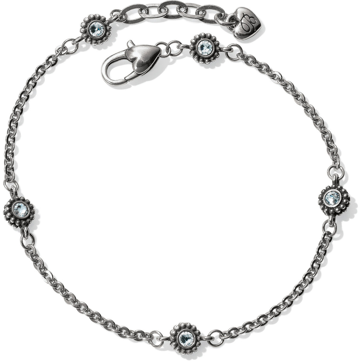 Silver plated adjustable anklet with fine quality crystal accents