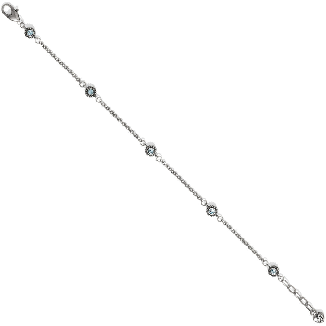 Silver plated adjustable anklet with fine quality crystal accents