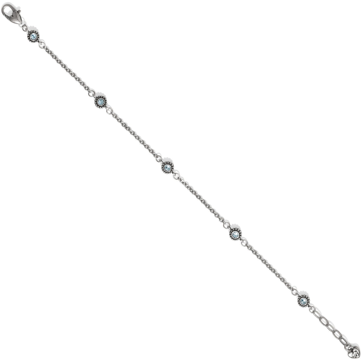 Silver plated adjustable anklet with fine quality crystal accents