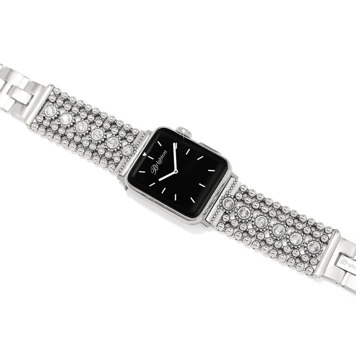Silver Twinkle Link watch band with shimmering fold-over clasp