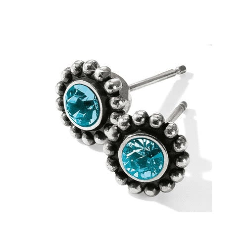 Silver plated mini post earrings featuring a small zircon crystal drop.