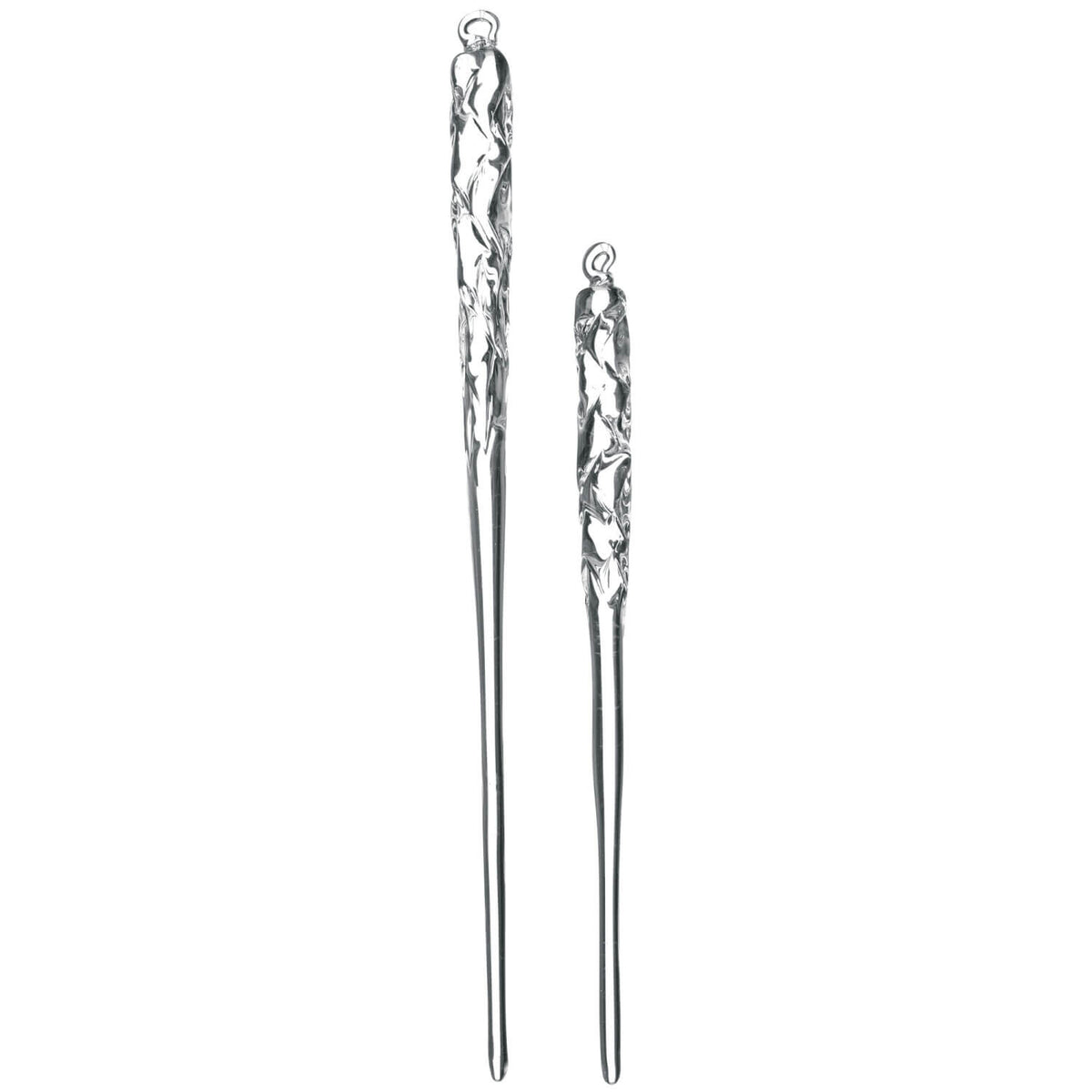 Clear glass twist icicle ornament with reflective string light twinkle