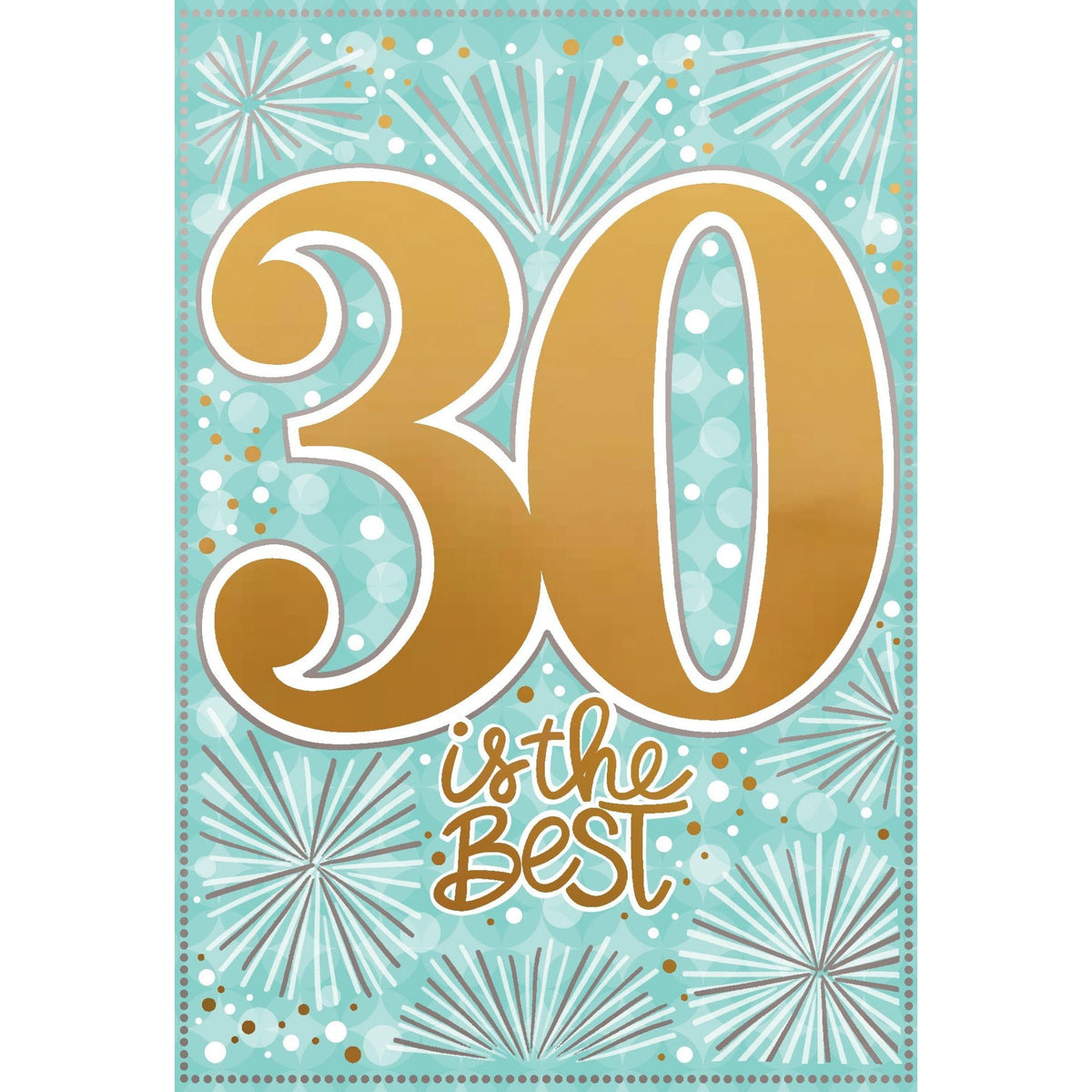 Foil balloon shaped like the number 30 with text reading 'Occasion - 30th Birthday' and inside message 'Wishing you a Happy Birthday!'