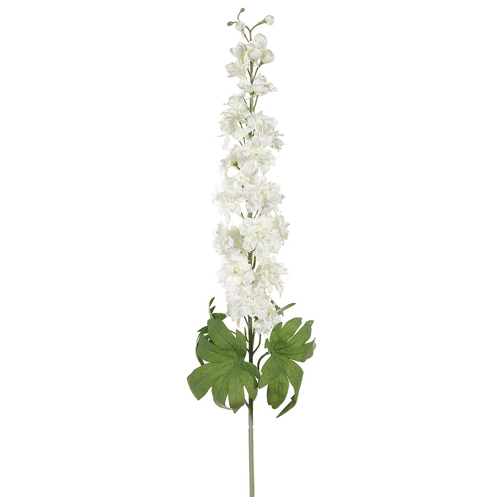 40-inch Delphinium spray artificial flower arrangement with blue delphiniums in a clear vase.
