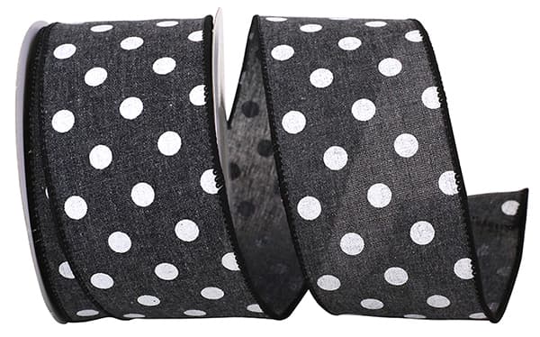 Aspirin Dot Linen wired edge trim in natural linen fabric with a subtle dot pattern.