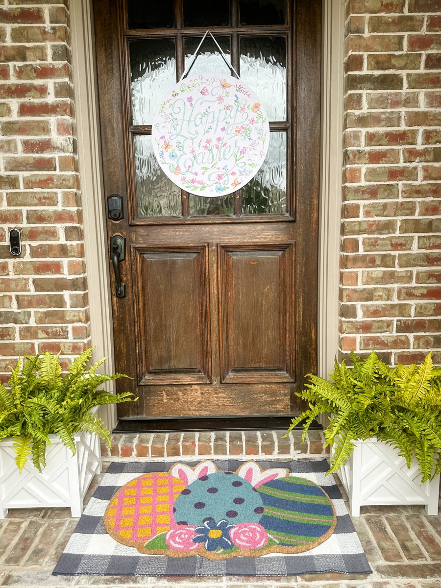 Beck's Happy Easter door hanger featuring a festive bunny illustration on white cardstock.