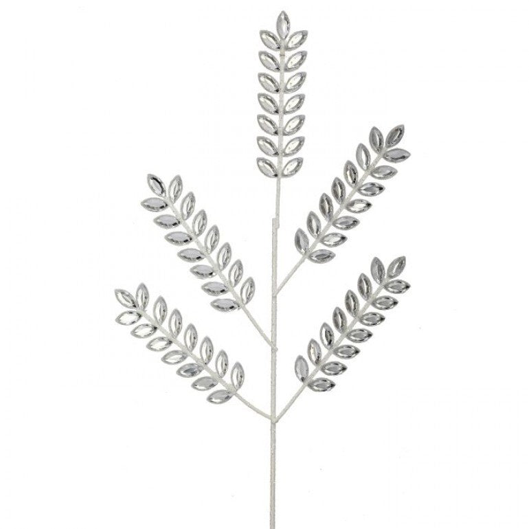 22.5-inch silver jewel spray with five branches of shimmering clear marquise-cut gems.
