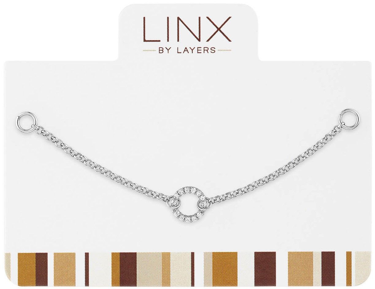 Silver LINX add-on chain featuring a central open circle pendant set with cubic zirconia stones.
