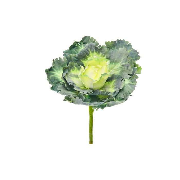Two fabric kale picks in ruffle style with an approximately eight-inch length.