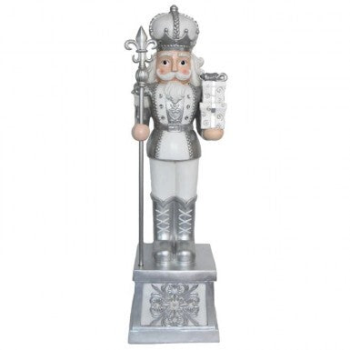 White silver resin nutcracker with winter fantasy theme