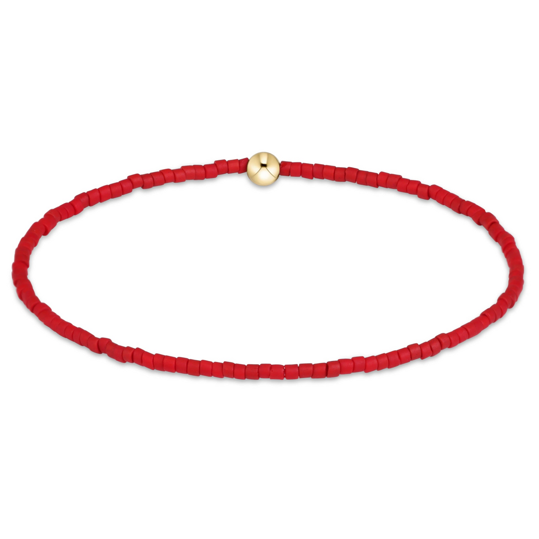 Gameday Hope Classic Bracelet featuring red 2mm seed beads and a single 14kt gold-filled bead.