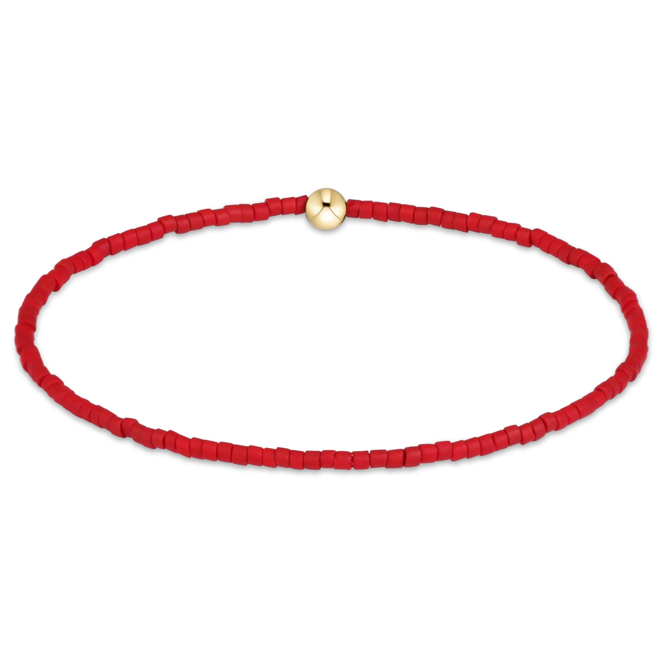 Gameday Hope Classic Bracelet featuring red 2mm seed beads and a single 14kt gold-filled bead.