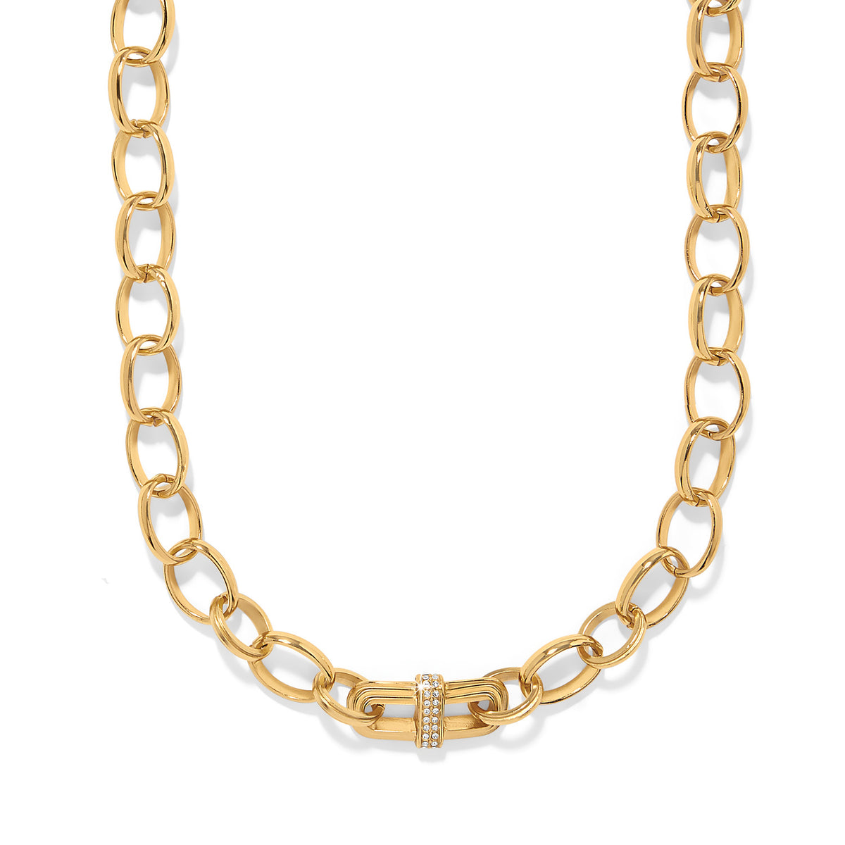 Gold plated short necklace with lobster claw closure featuring fine quality crystals.