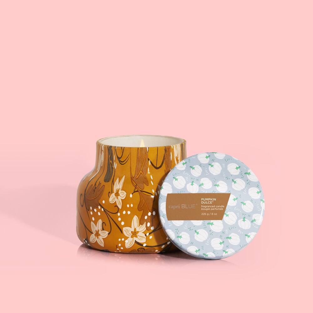 8 oz petite jar with pumpkin dulce holiday pattern featuring festive seasonal designs.